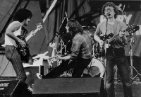 Paul Brady, Phil Lynott and Rory Gallagher at Punchestown racecourse July 18 1982