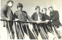 The Rootzgroop, Seapoint, Dublin 1965. L to R John Ryan, Paul Brady, Robbie Brennan, Rodney Williams and Dave McAnaney.